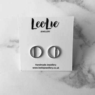 Lee:lie : Connect Small Hoop Stud Earrings (vertical Stripe) In Metallic