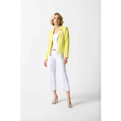 Joseph Ribkoff Foiled Suede Fitted Jacket In Yellow
