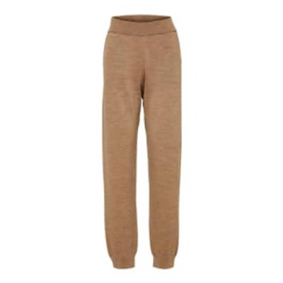 Selected Femme Sandra Knitted Trouser Camel In Brown