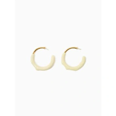 Sunnei Rubberized Hoop Earrings In Gold Cream