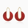 KATERINA VASSOU RED DISC EARRINGS WITH GOLD TRIM
