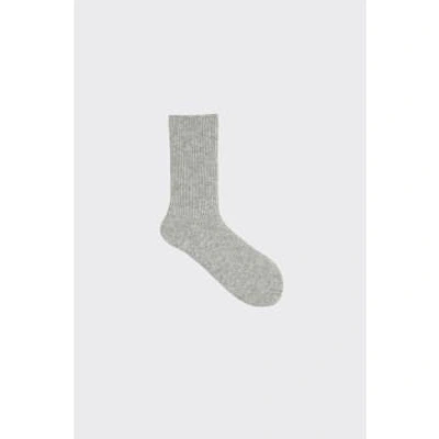 Tabio Grey Premium Lambswool Ribbed Socks