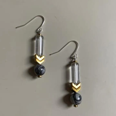 New Arrivals Gist Drop Earring Clear/gold/grey In Gray