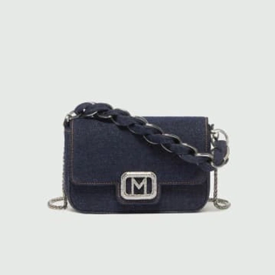 Bags Marella Lontra Navy Denim Small Bag With Chain In Blue