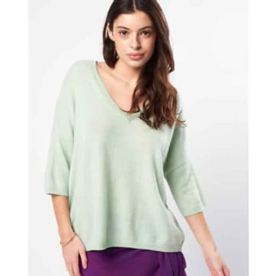 Les Tricots De Lea Martinettie V-neck Jumper Aqua In Green