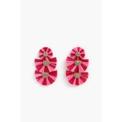 America & Beyond Pink Raffia Handmade Earrings