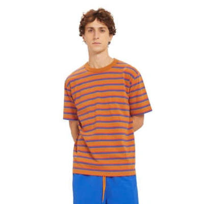 Loreak Mendian Zelai Stripe T-shirt Caramel In Multi