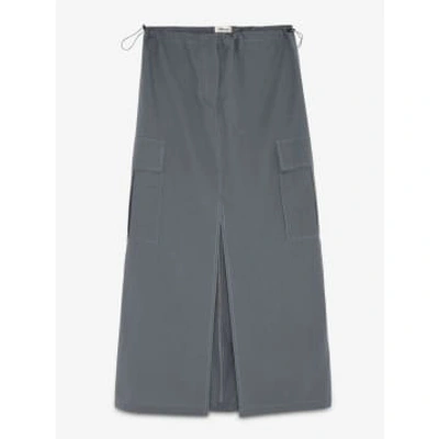 Ottod'ame Poplin Long Skirt Graphite In Gray