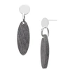 BRANCH SMALL GREY NATURAL OVAL HORN DROP EARRINGS SILVER
