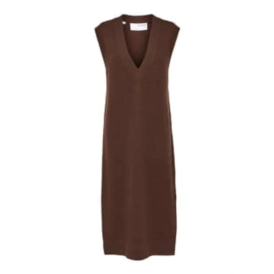 Selected Femme Evelyn Knitted Dress In Brown
