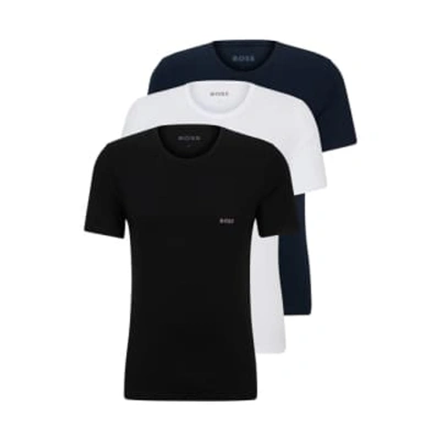 Hugo Boss Boxed 3 Pack Of Branded Underwear T-shirts In Cotton Jersey 50509255 982 In Various