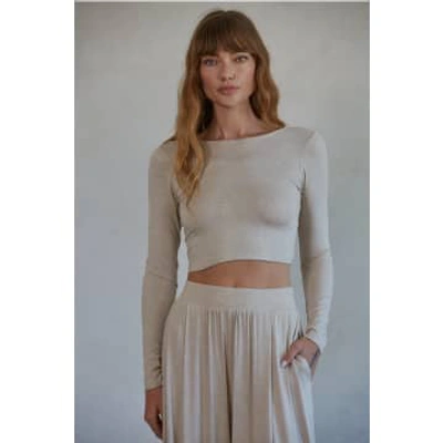 By Together Long Sleeve Jersey Crop Top In Neutral