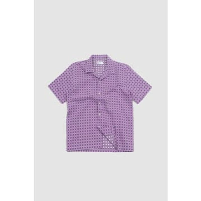 Universal Works Road Shirt Lilac Tile 2 Cotton In Purple