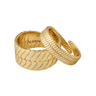 Pilgrim Kelly Snake Chain Rings In Gold