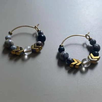 New Arrivals Gist Beaded Hoop Gold/grey