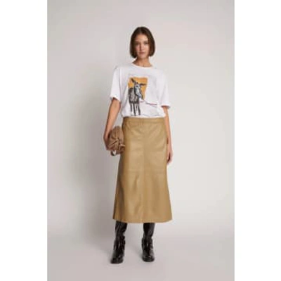 Munthe Jaggedy Lambs Leather Skirt In Brown