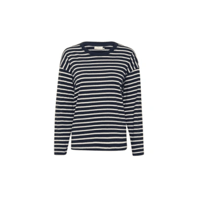 Kaffe Winny L/s T-shirt In Midnight/antique White From