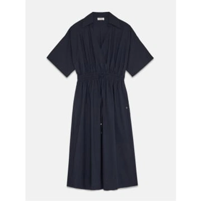 Ottod'ame Poplin Midi Dress With Drawstring Blue