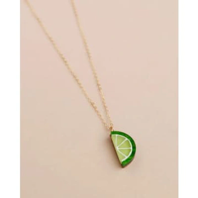 Wolf & Moon Lime Necklace In Green