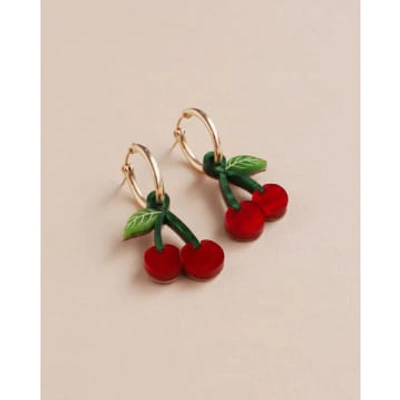 Wolf & Moon Cherry Hoops In Red