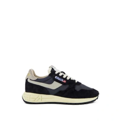 Autry Reelwind Low Suede And Shell Sneakers In Black