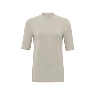 Yaya T-shirt With High Neck And Short Sleeves In Regular Fit In Metallic