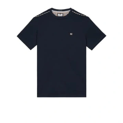 Weekend Offender Manuel T Shirt With Check Piping In Navy In Blue