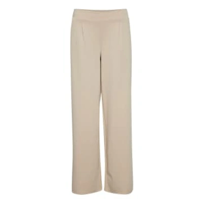 Ichi Kate Sus Long Wide Leg Trousers-doeskin-20118337 In Beige