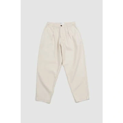 Universal Works Pleated Track Pant Ecru Recycled Cotton In White