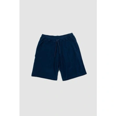 Universal Works Lumber Short Navy Light Weight Terry In Blue