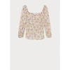 PAUL SMITH PAUL SMITH SQUARE NECK FLORAL BLOUSE COL: 01 WHITE, SIZE: 10