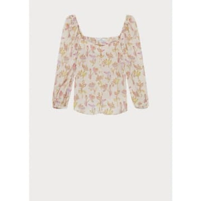Paul Smith Square Neck Floral Blouse Col: 01 White, Size: 10