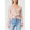 PAIGE PAIGE LANEA FLORAL RUFFLE PULL IN BLOUSE COL: BALLET SLIPPER PINK, SIZ