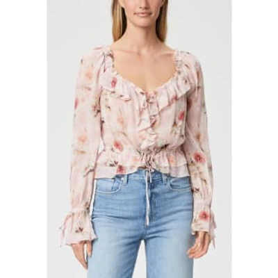 Paige Lanea Floral Ruffle Pull In Blouse Col: Ballet Slipper Pink, Siz