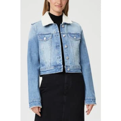 Paige Relaxed Vivienne Crop Faux Shearling Jacket Col: Valerie Distres In Blue