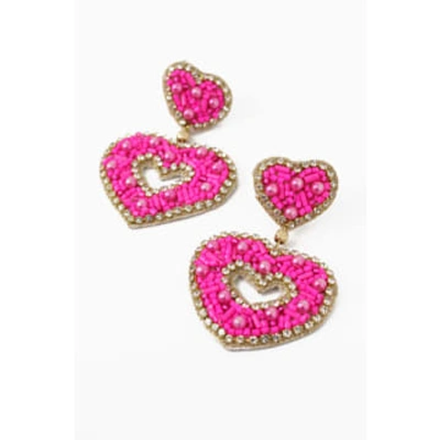 My Doris Pink Heart Sparkle Earrings