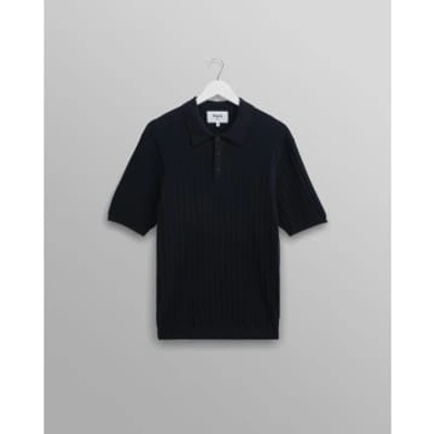 Wax London Naples Knitted Polo Shirt In Midnight