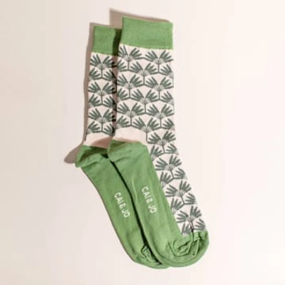 Cai & Jo Palm Leaf Socks In Green