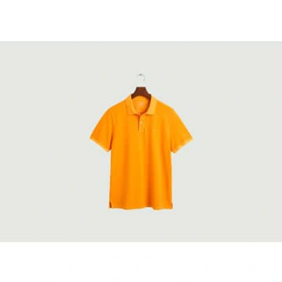 Gant Sunfaded Cotton Pique Polo Shirt In Orange
