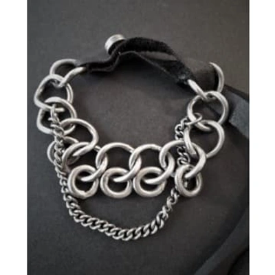 Goti 925 Silver And Leather Bracelet Br2197 In Metallic