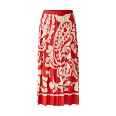 Oui Fashion Midi Silky Touch Skirt In Red