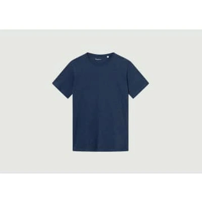 Knowledge Cotton Apparel Basic Regular T-shirt In Blue