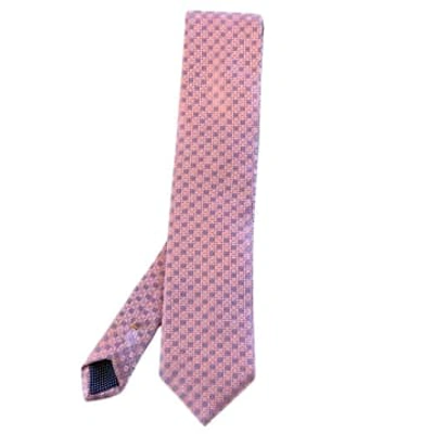 Eton Geometric Woven Silk Tie In Pink