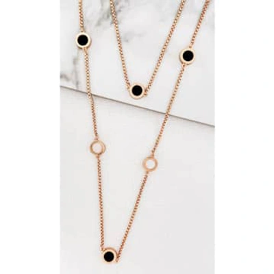 Envy Double Layer Gold Necklace With Black & White Circles