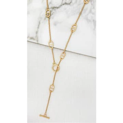 Envy Long Adjustable Necklace With Oval Links In Gold