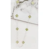ENVY LONG SILVER NECKLACE WITH PALE GREEN CLOVERS