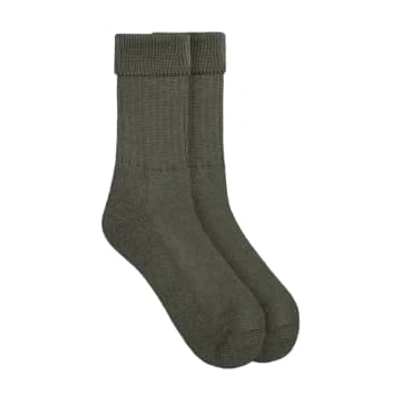 Cook & Butler British Wool Socks / Green In Gray