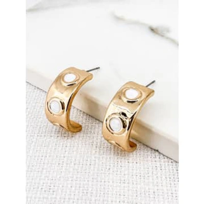 Envy Gold Hoop Earrings With White Dots