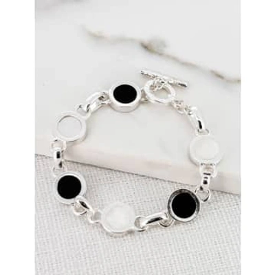 Envy Black & White Circle Bracelet Silver