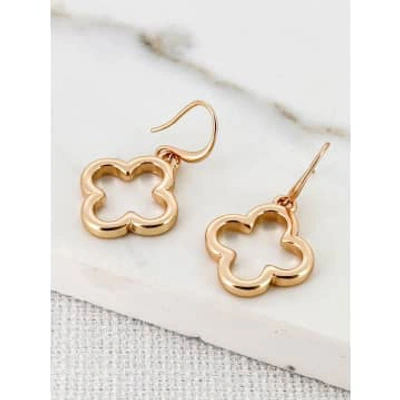 Envy Cut-out Clover Earrings Gold